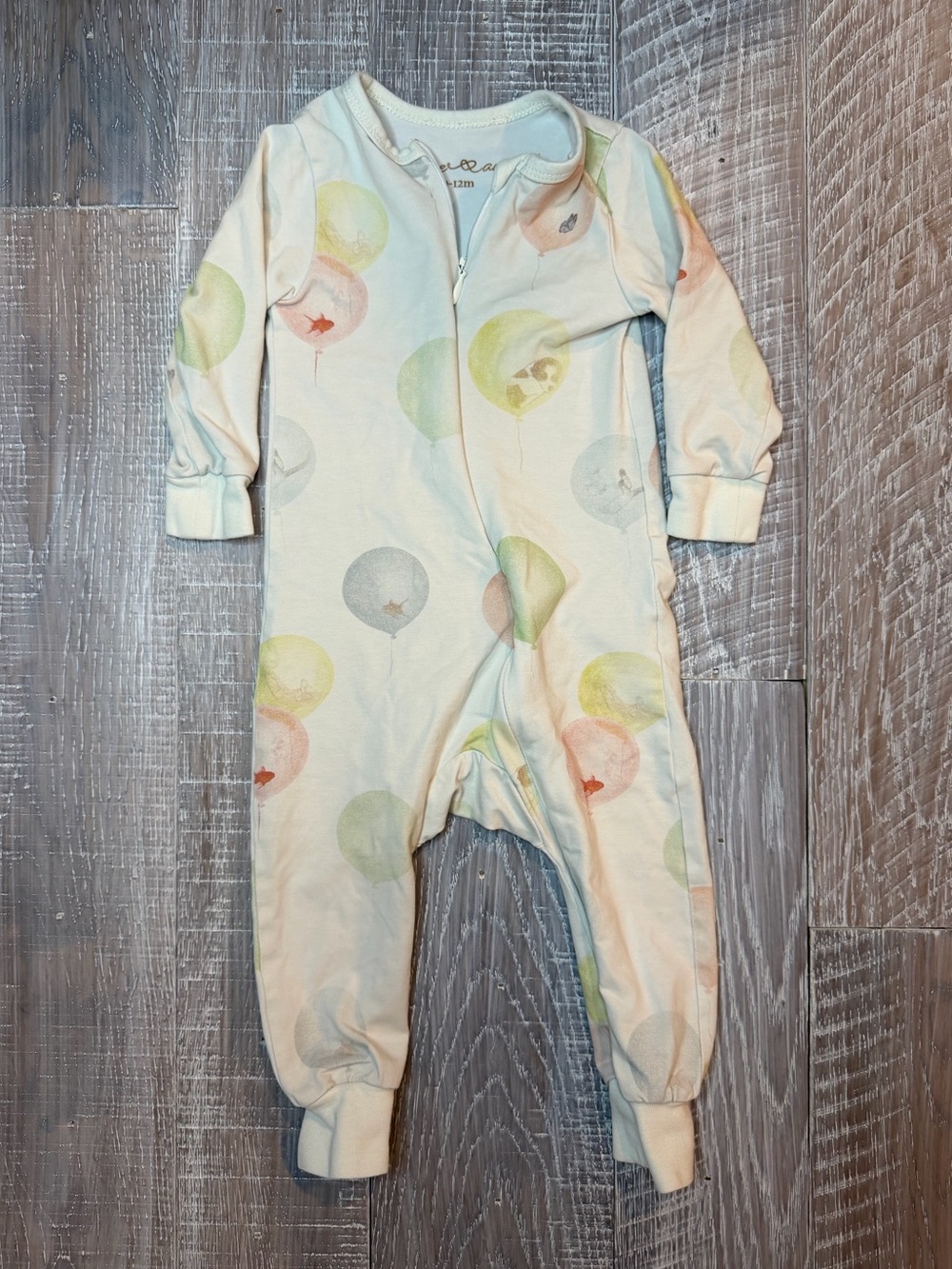 Neutral Balloon-Print Zip Front Kids One-Piece